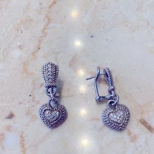 Judith Ripka Sterling heart drop earring